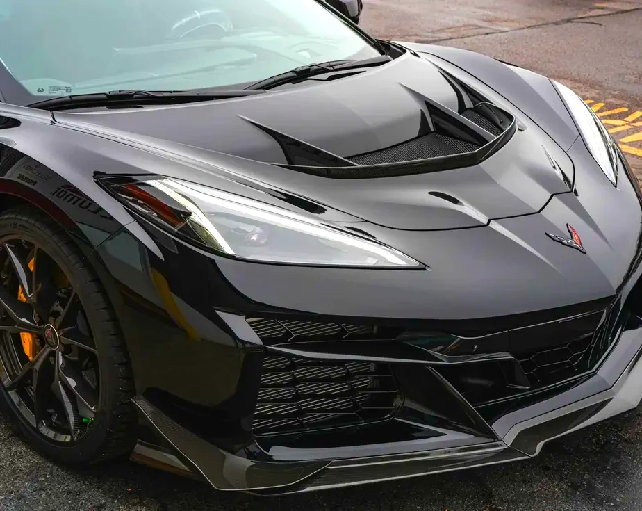 Black Corvette ZR1 after a paint protection film install at Auto Obsessions