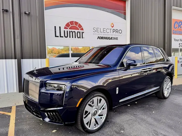 Rolls-Royce Cullinan outside the Auto Obsessions LLumar SelectPro bay