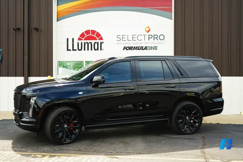 Black Cadillac Escalade after paint protection film and ceramic coating